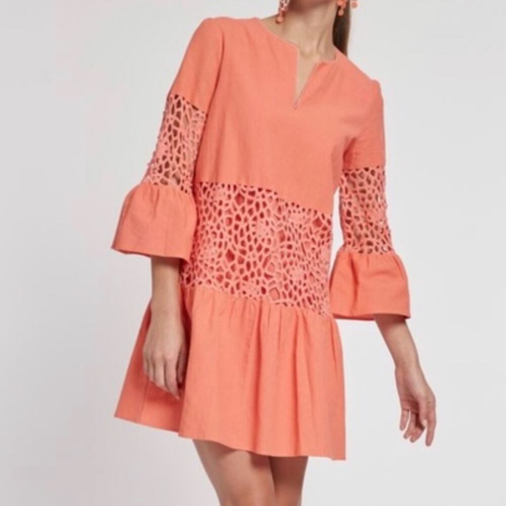 Tyler Boe Izzy Bell Sleeve Dark Coral Mini Dress SZ XS